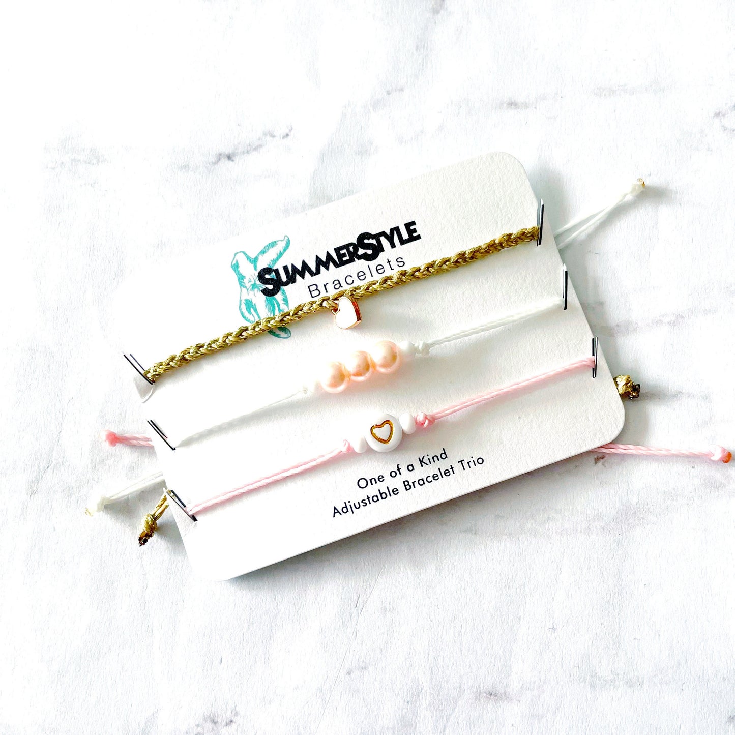 VALENTINE Gold Heart Bracelet Set, One of a Kind Bracelet Trio, Unique Bracelet Set, SummerStyle Bracelets