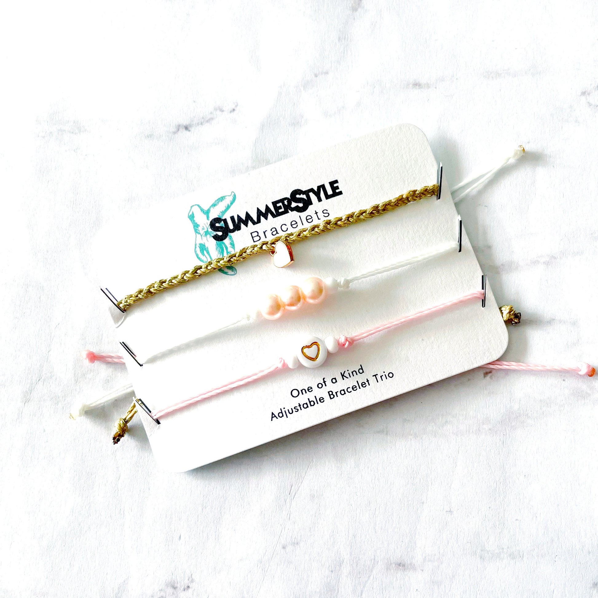 VALENTINE Gold Heart Bracelet Set, One of a Kind Bracelet Trio, Unique Bracelet Set, SummerStyle Bracelets