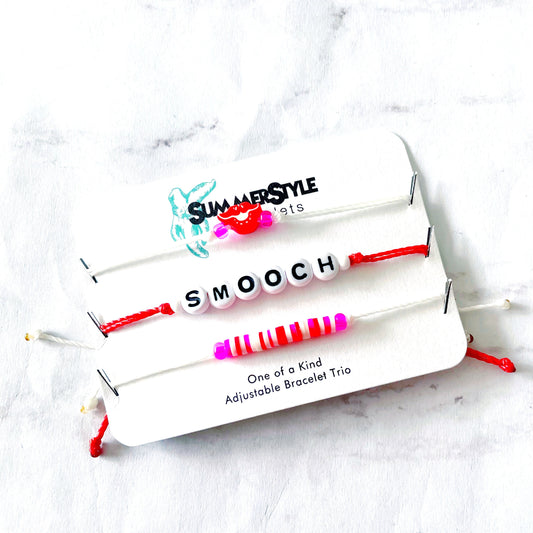 VALENTINE Kiss Bracelet Set, Bracelet Trio, Unique Bracelet Set, SummerStyle Bracelets