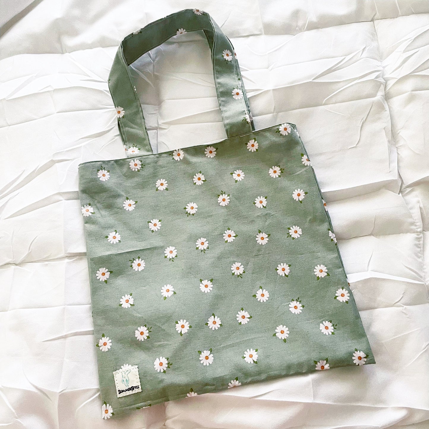 Sage Daisy Reversible Bookish Tote Bag, Reversible Tote, Tablet Bag, Book Tote, SummerStyle Bracelets