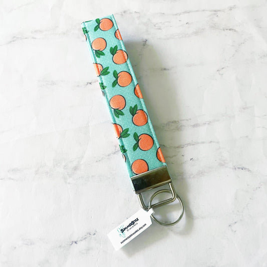 Peachy Keen Key Fob Wristlet, 6.5in Wristlet Lanyard, Keychain Wristlet, Handmade Lanyard, SummerStyle Bracelets