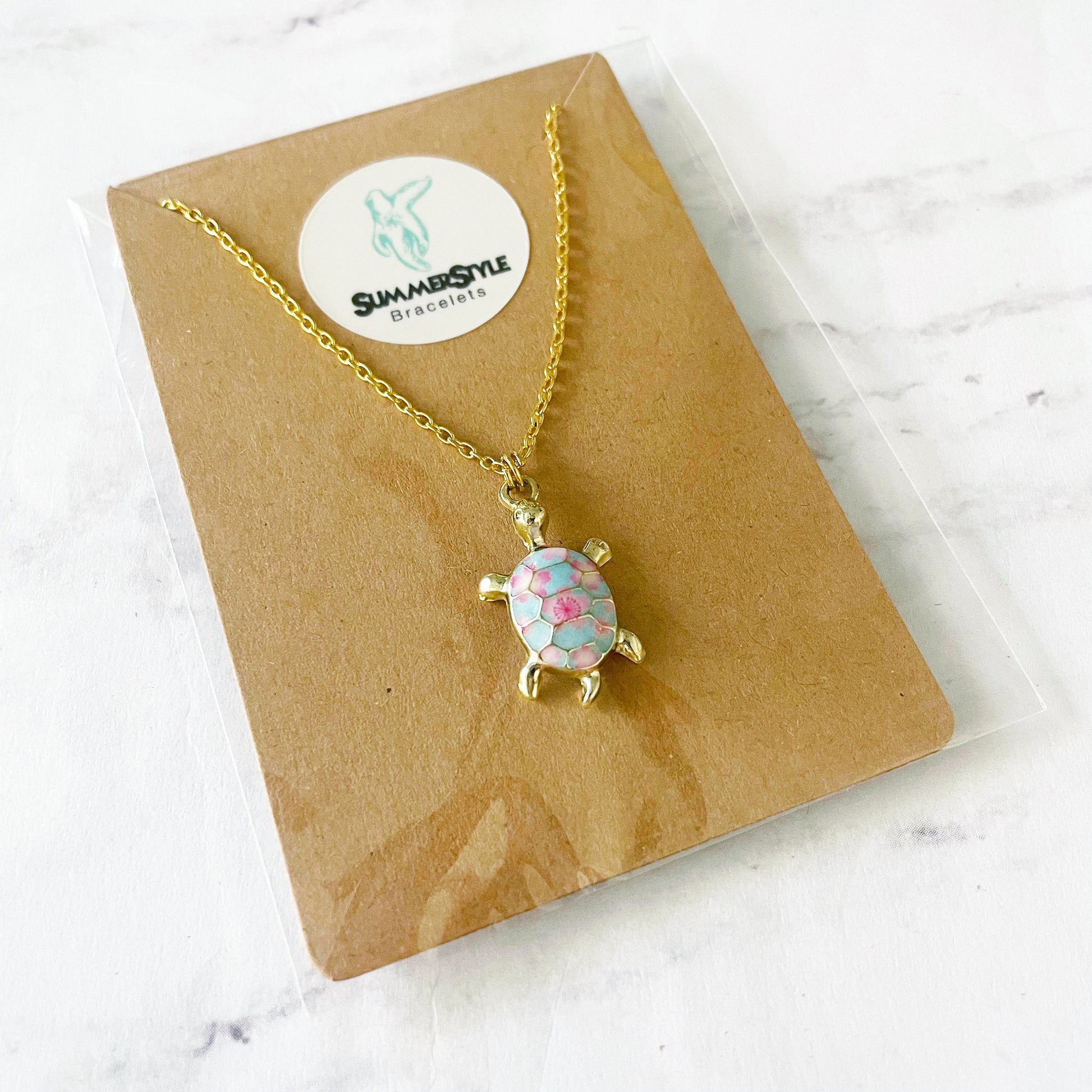 Floral Sea Turtle Charm Necklace, Turtle Jewelry, Floral Jewelry, Gold Chain Necklace, SummerStyle Bracelets