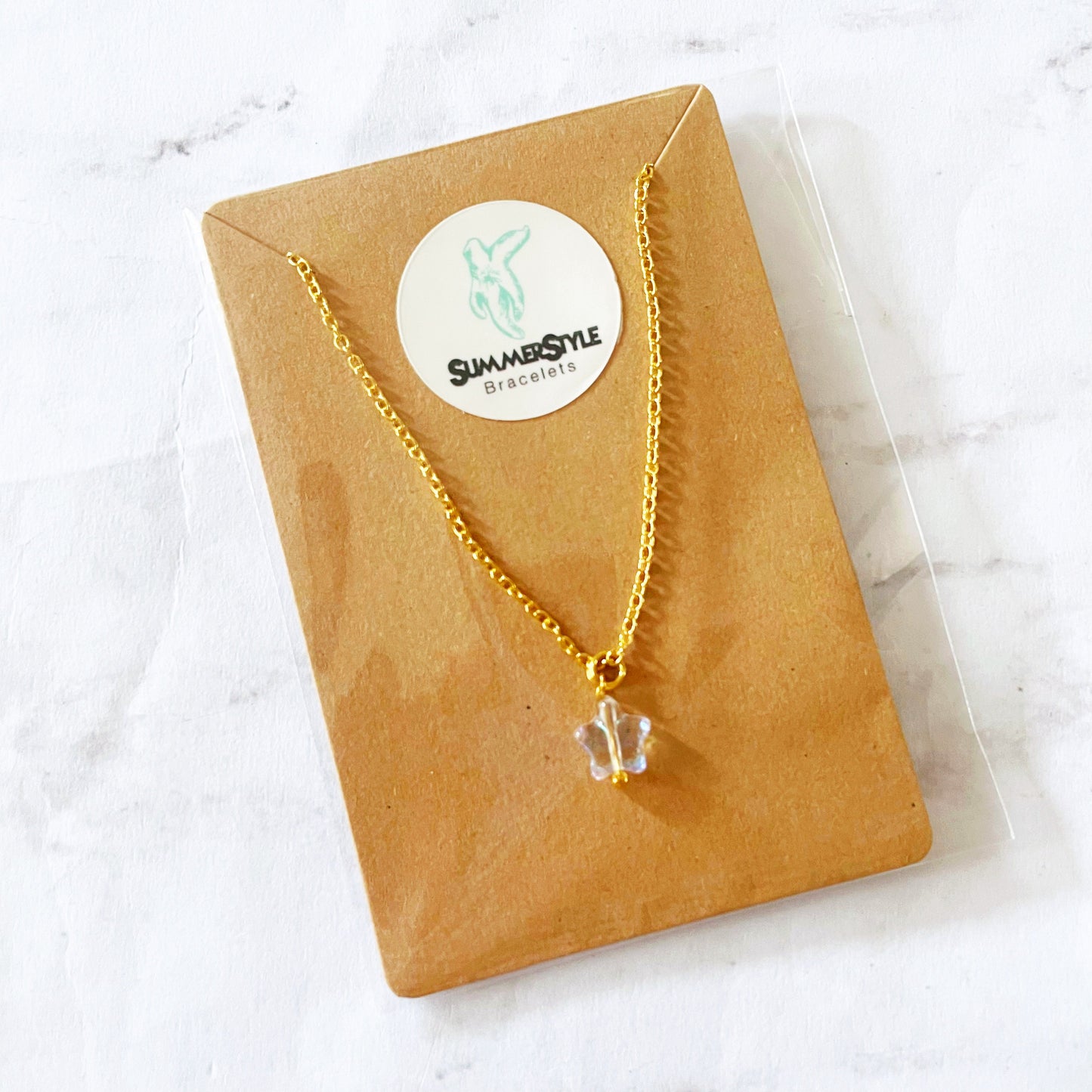 Mini Translucent Star Charm Necklace, Star Jewelry, Gold Chain Necklace, SummerStyle Bracelets