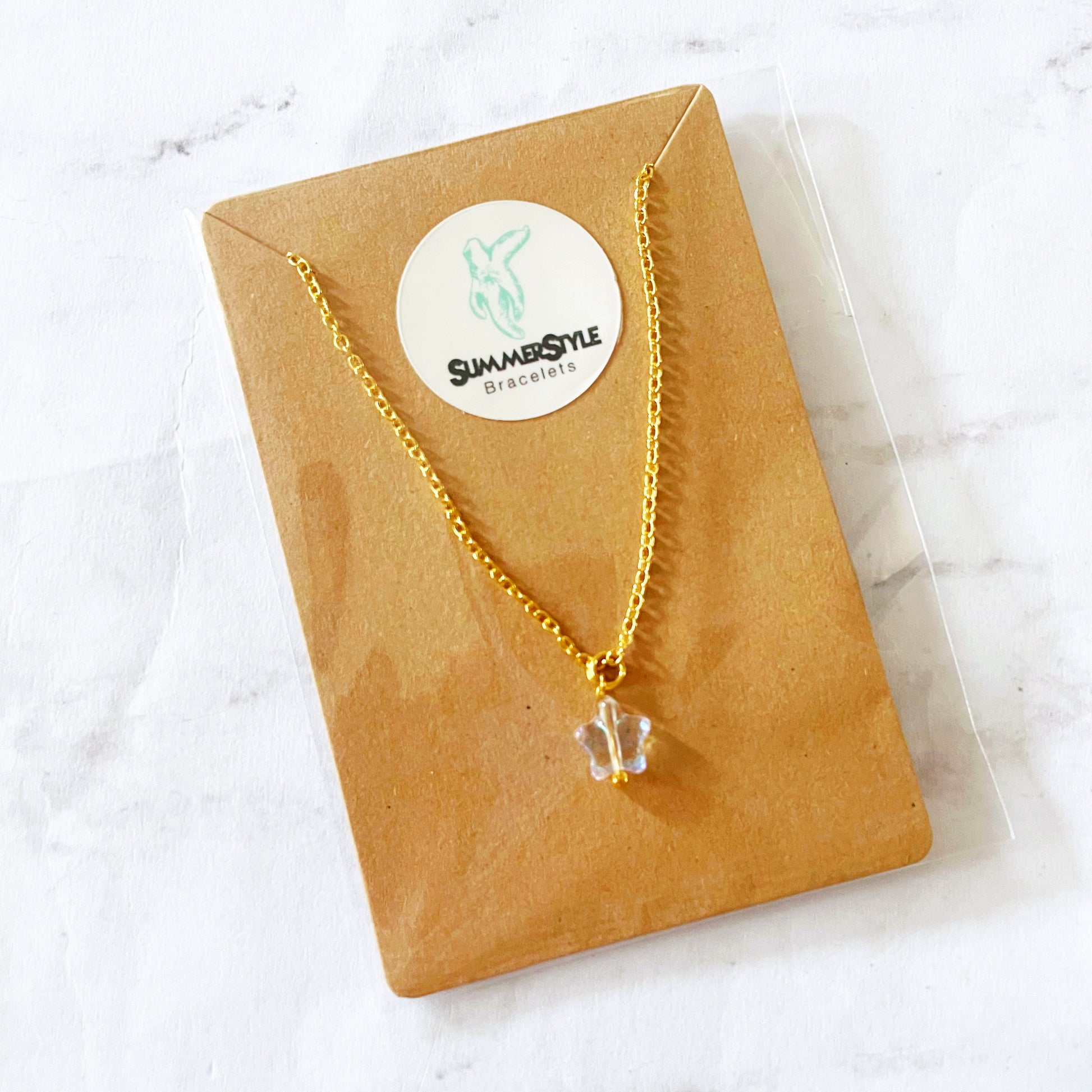 Mini Translucent Star Charm Necklace, Star Jewelry, Gold Chain Necklace, SummerStyle Bracelets