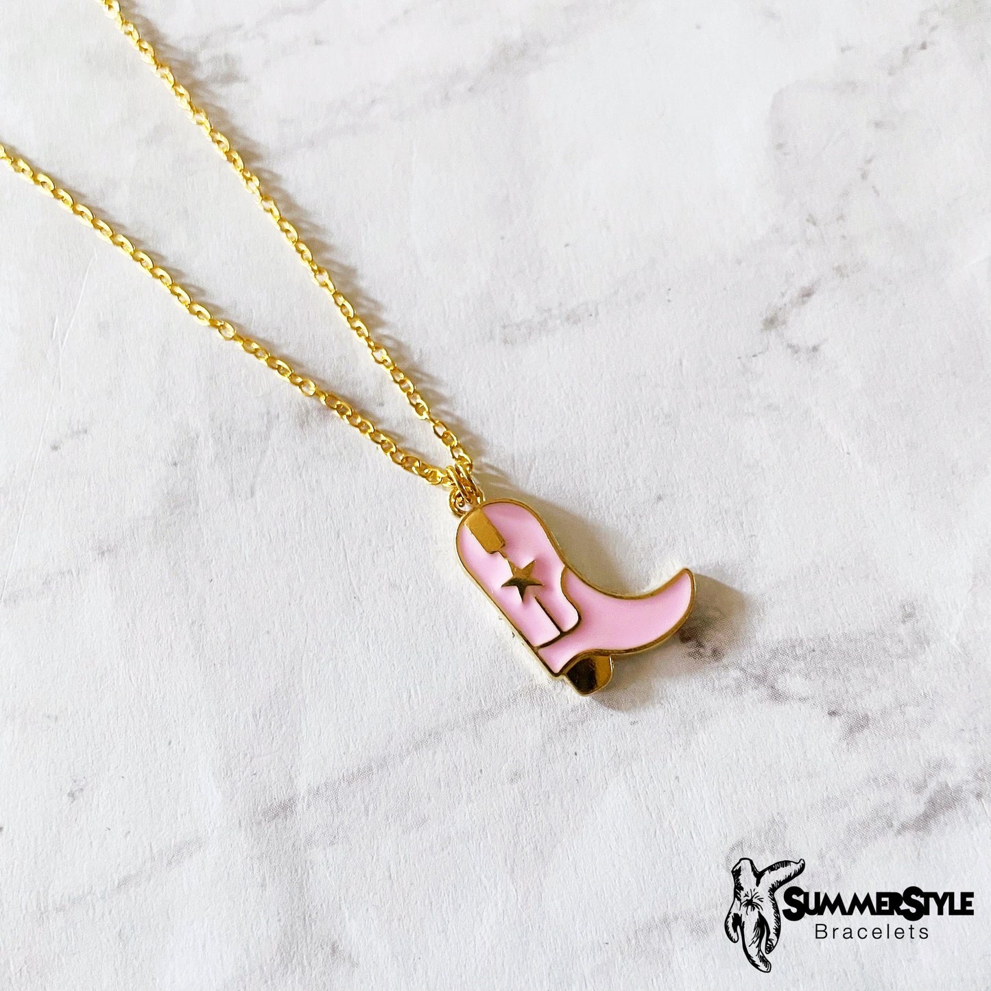 Cowgirl Boot Charm Necklace, Country Jewelry, Gold Chain Necklace, SummerStyle Bracelets