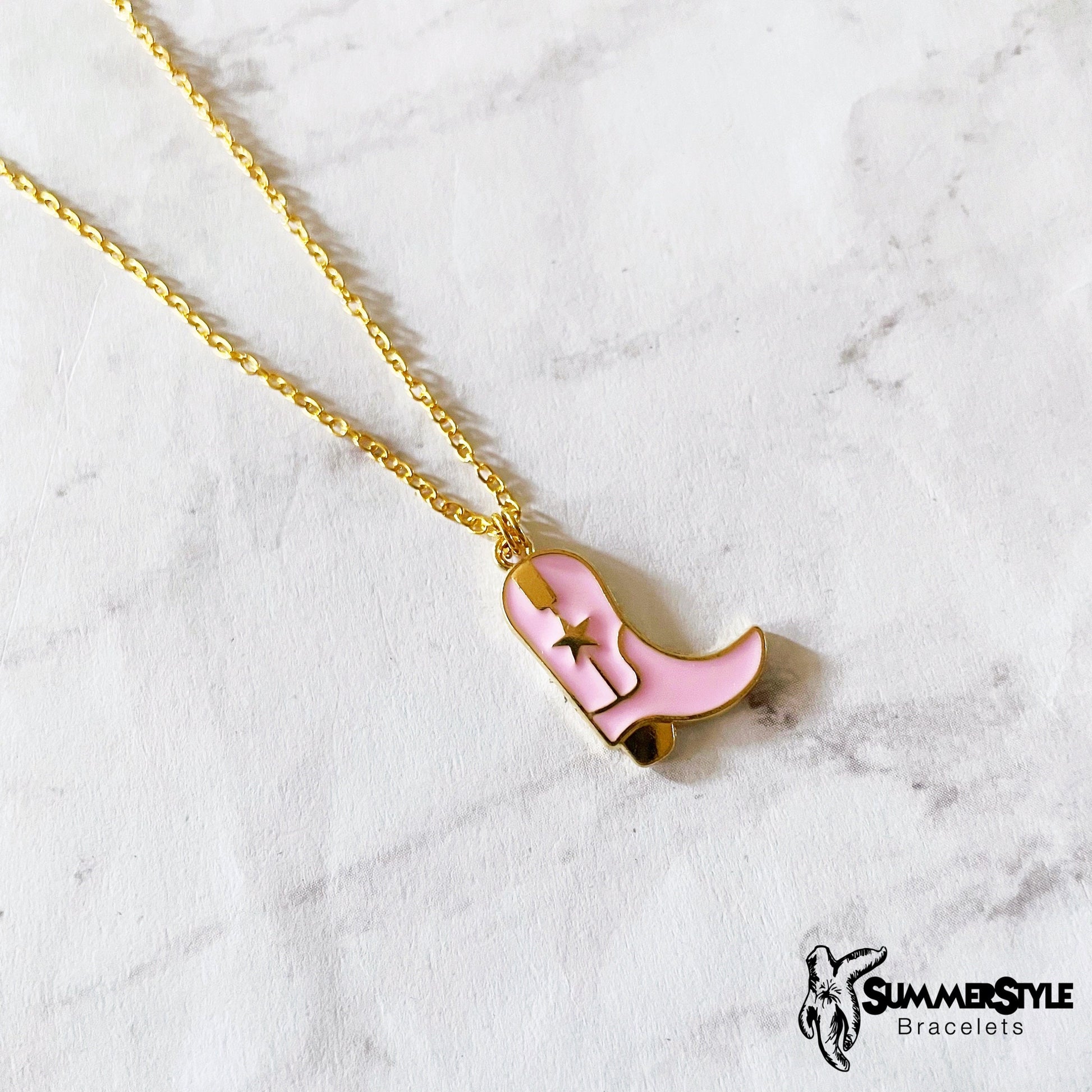 Cowgirl Boot Charm Necklace, Country Jewelry, Gold Chain Necklace, SummerStyle Bracelets