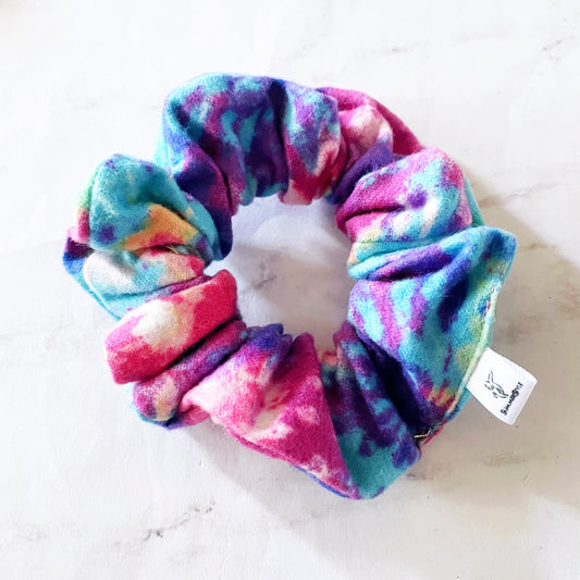 Rainbow Tie Dye Flannel Scrunchie, Tie Dye Accessories, Soft Scrunchie, Rainbow Flannel, SummerStyle Bracelets