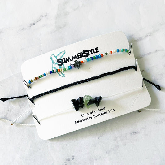 Boho Cross Bracelet Set, One of a Kind Bracelet Trio, Unique Bracelet Set, SummerStyle Bracelets