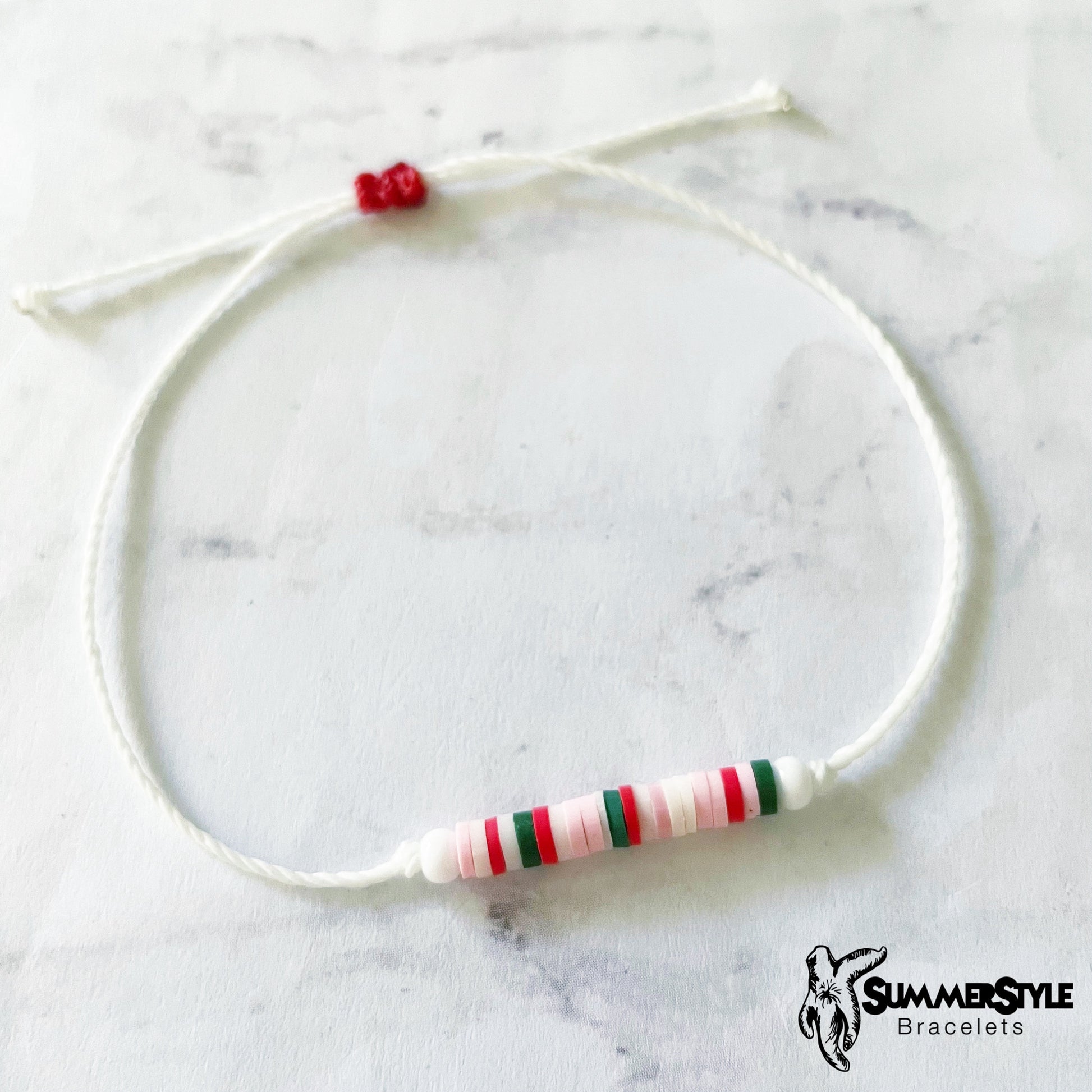 Pink Strawberry Adjustable Waterproof Bracelet Pack, Strawberry Gift, Strawberry Bracelet, Heishi Bracelet, SummerStyle Bracelets