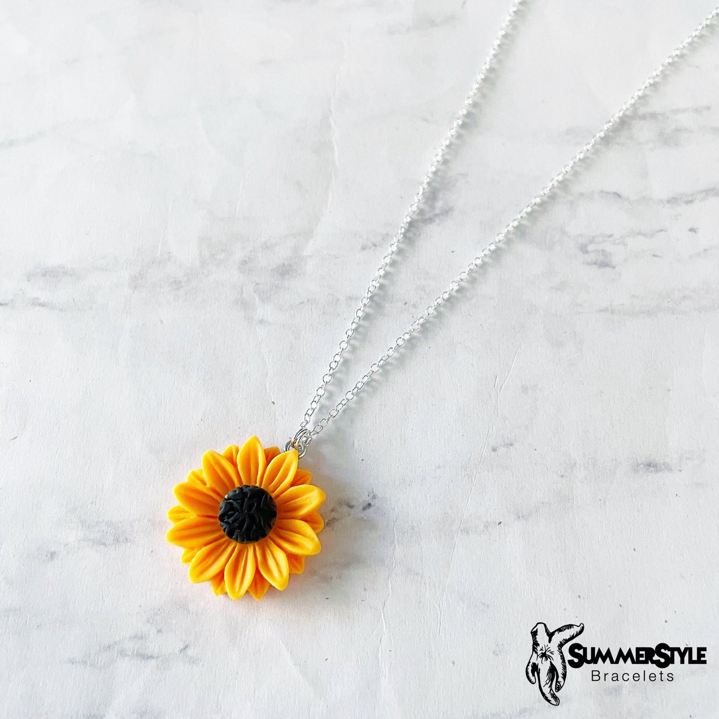 Yellow Sunflower Necklace, Sunflower Jewelry, Stainless Steel Chain Necklace, SummerStyle Bracelets