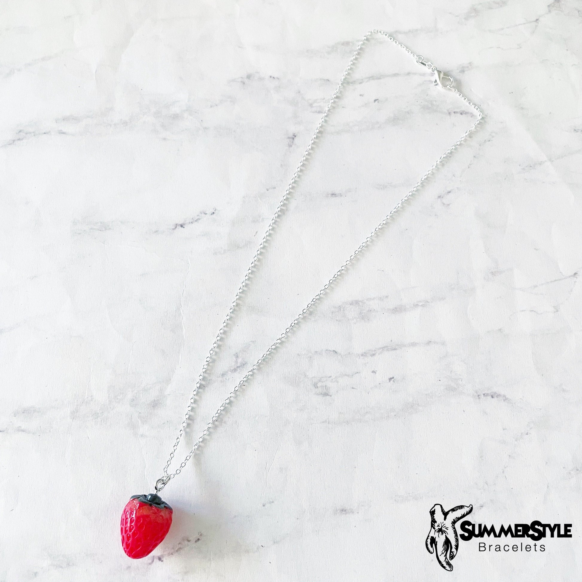 Red Strawberry Necklace, Strawberry Jewelry, Stainless Steel Chain Necklace, SummerStyle Bracelets