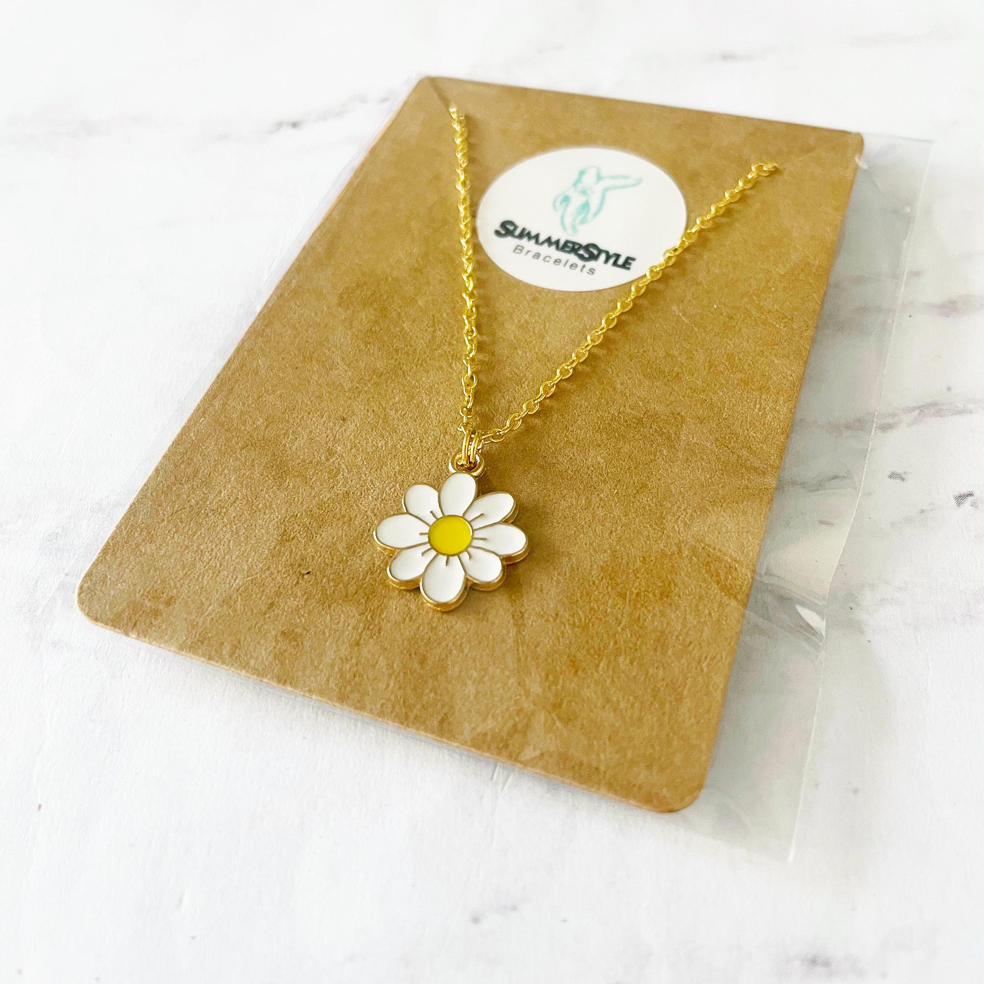 White Daisy Necklace, Floral Jewelry, Gold Chain Necklace, SummerStyle Bracelets
