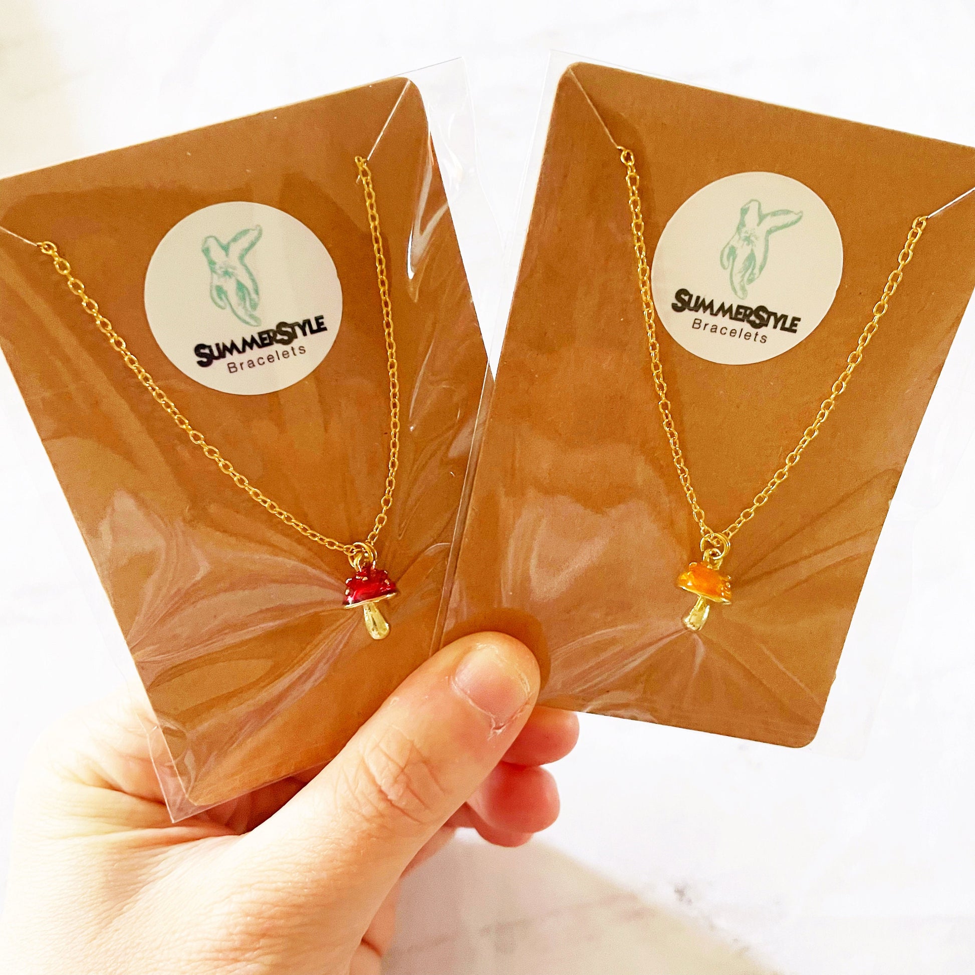Gold Mini Mushroom Charm Necklace, Mushroom Jewelry, Stainless Steel Chain Necklace, SummerStyle Bracelets