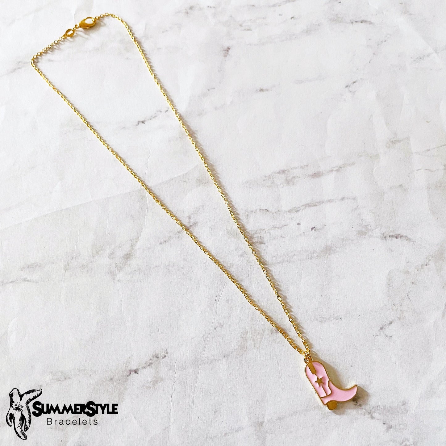 Cowgirl Boot Charm Necklace, Country Jewelry, Gold Chain Necklace, SummerStyle Bracelets