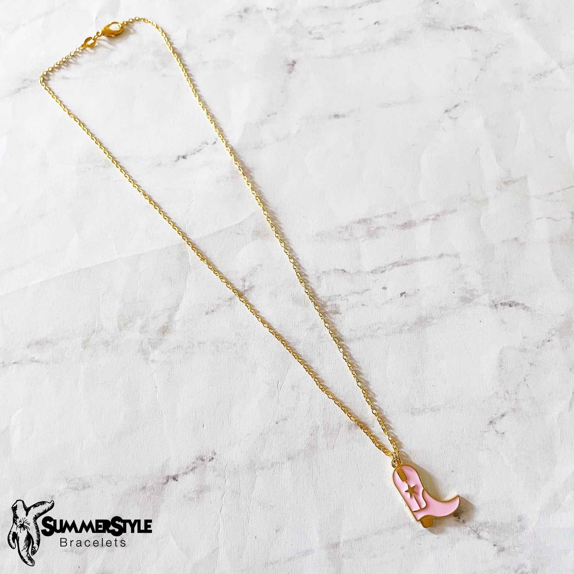 Cowgirl Boot Charm Necklace, Country Jewelry, Gold Chain Necklace, SummerStyle Bracelets