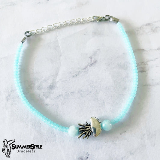 Ocean Jelly Skinny Beaded Anklet, Ankle Bracelet, Seed Bead Anklet, Jellyfish Jewelry, SummerStyle Bracelets
