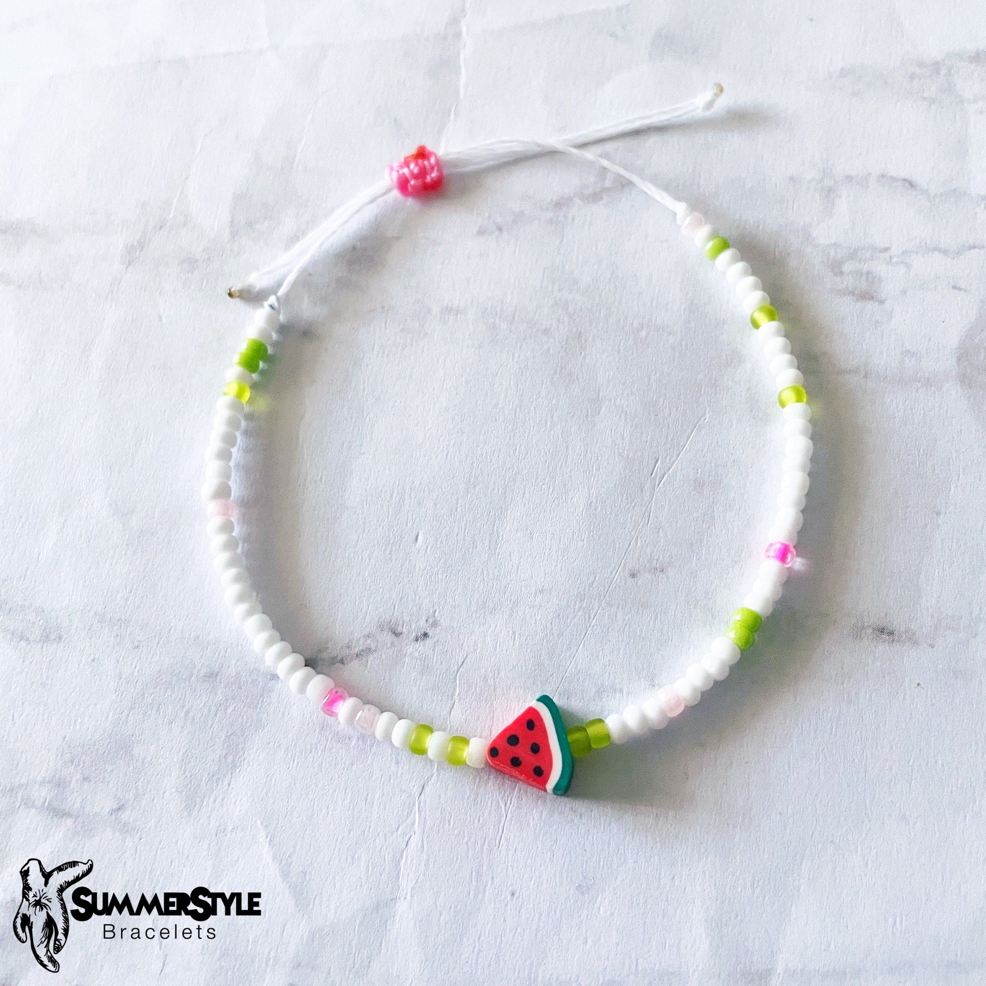 Wanna Watermelon Adjustable Waterproof Bracelet Pack, Watermelon Gift, Watermelon Bracelet, Wax Cord Bracelet, Waterproof Cord