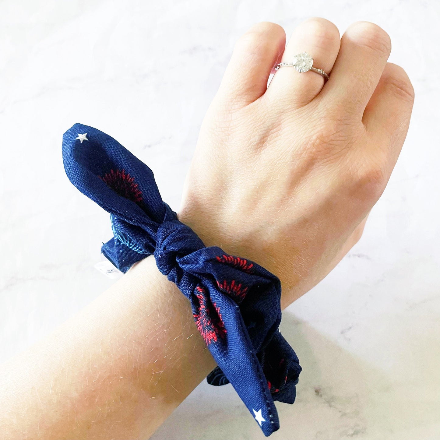 Americana Fireworks Bow Scrunchie, July 4th Accessories, Hair Accessories, Bow Hair Tie, SummerStyle Bracelets