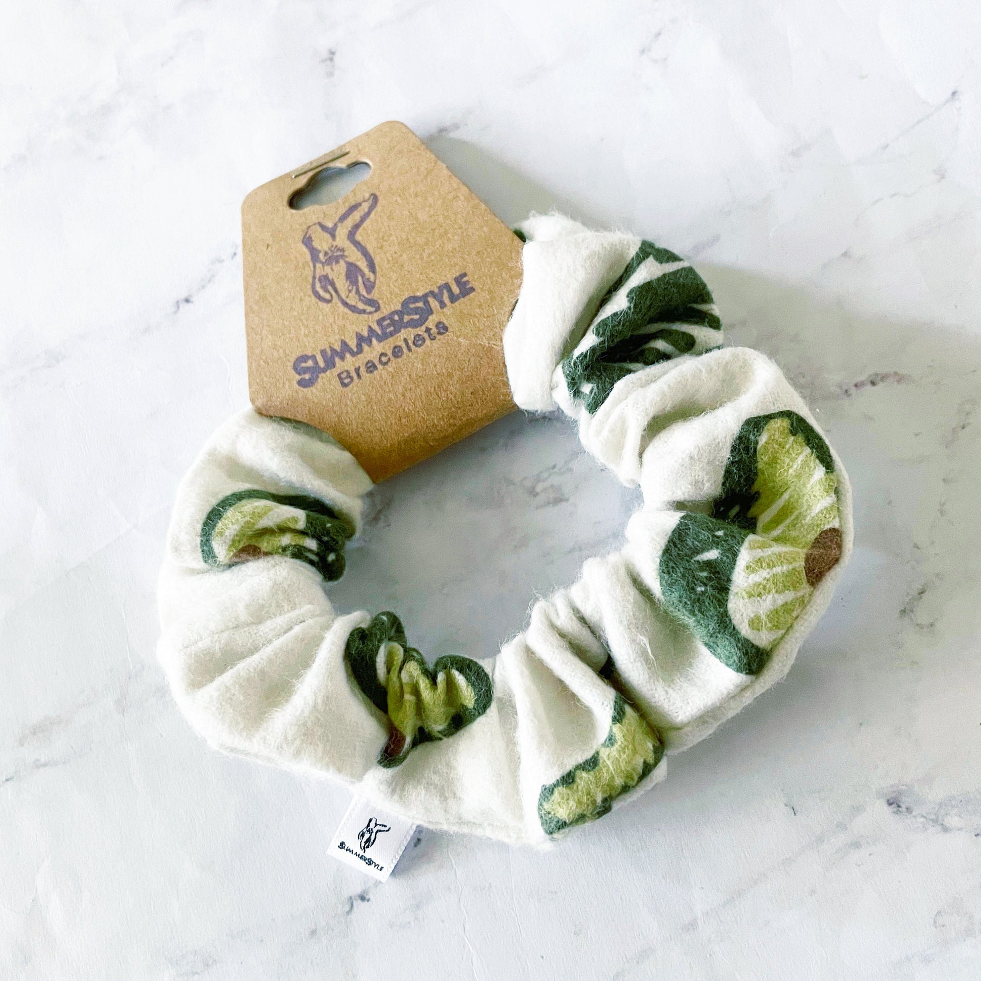 Avocado Flannel Scrunchie, Avocado Accessories, Soft Scrunchie, SummerStyle Bracelets