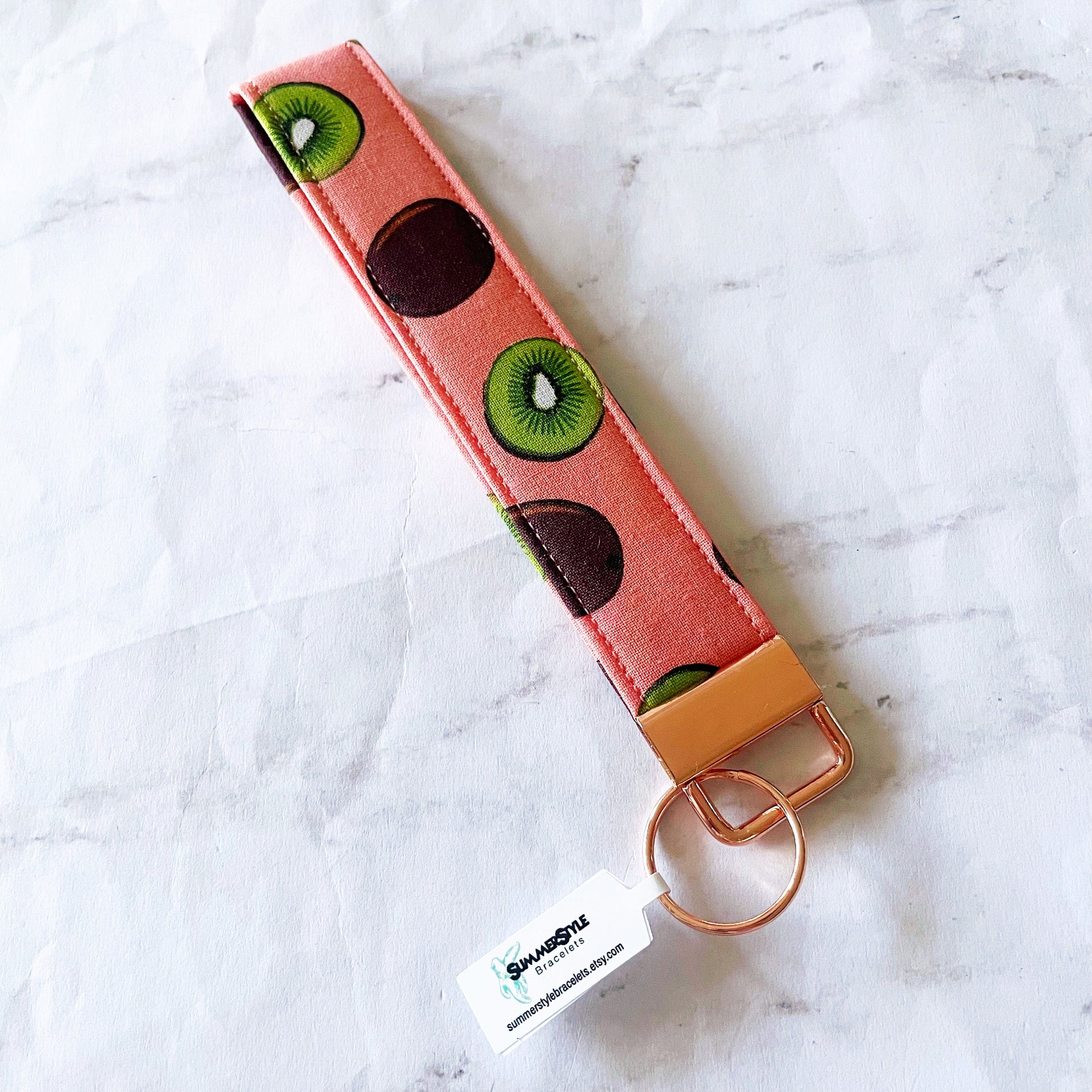 Cute Kiwi Key Fob Wristlet, 6.5in Wristlet Lanyard, Keychain Wristlet, Handmade Lanyard, SummerStyle Bracelets