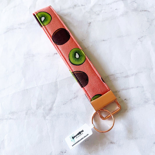 Cute Kiwi Key Fob Wristlet, 6.5in Wristlet Lanyard, Keychain Wristlet, Handmade Lanyard, SummerStyle Bracelets