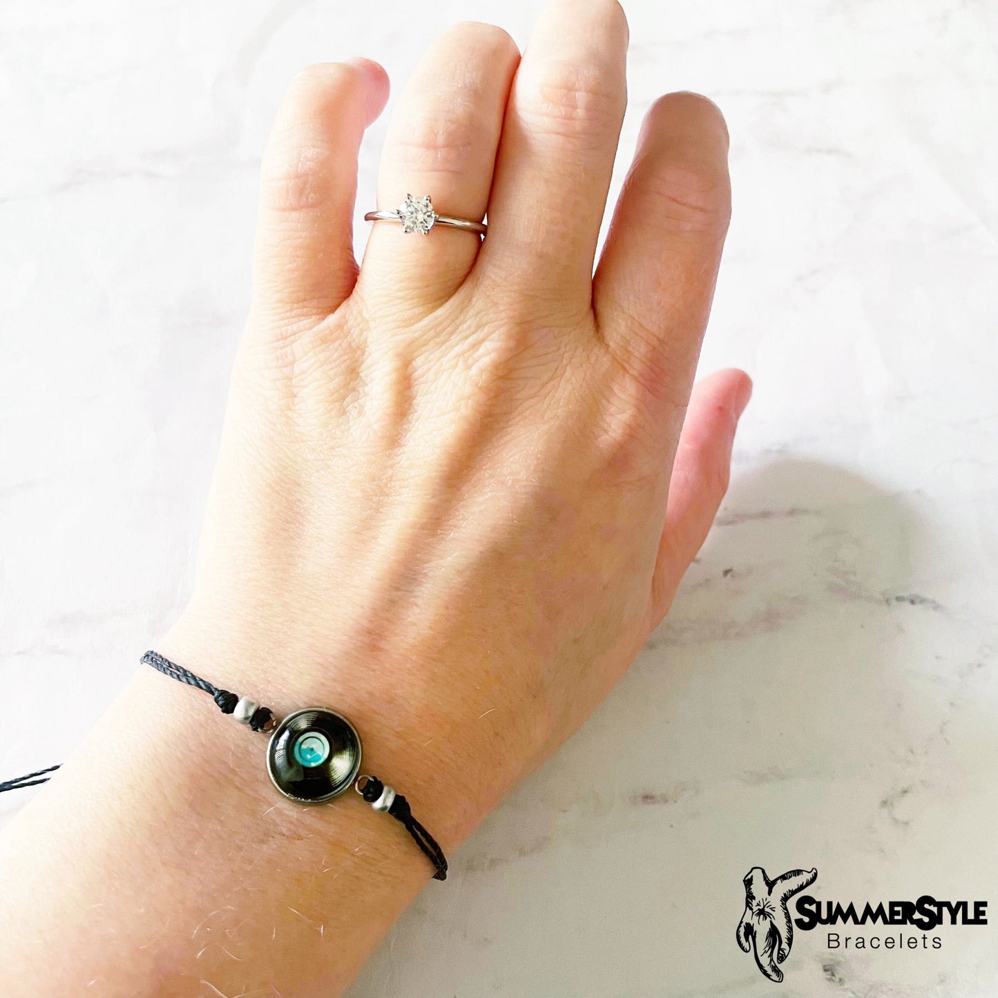 Vinyl Record Adjustable Waterproof Bracelet, Music Bracelet, Cabochon Jewelry, Wax Cord Bracelet, SummerStyle Bracelets