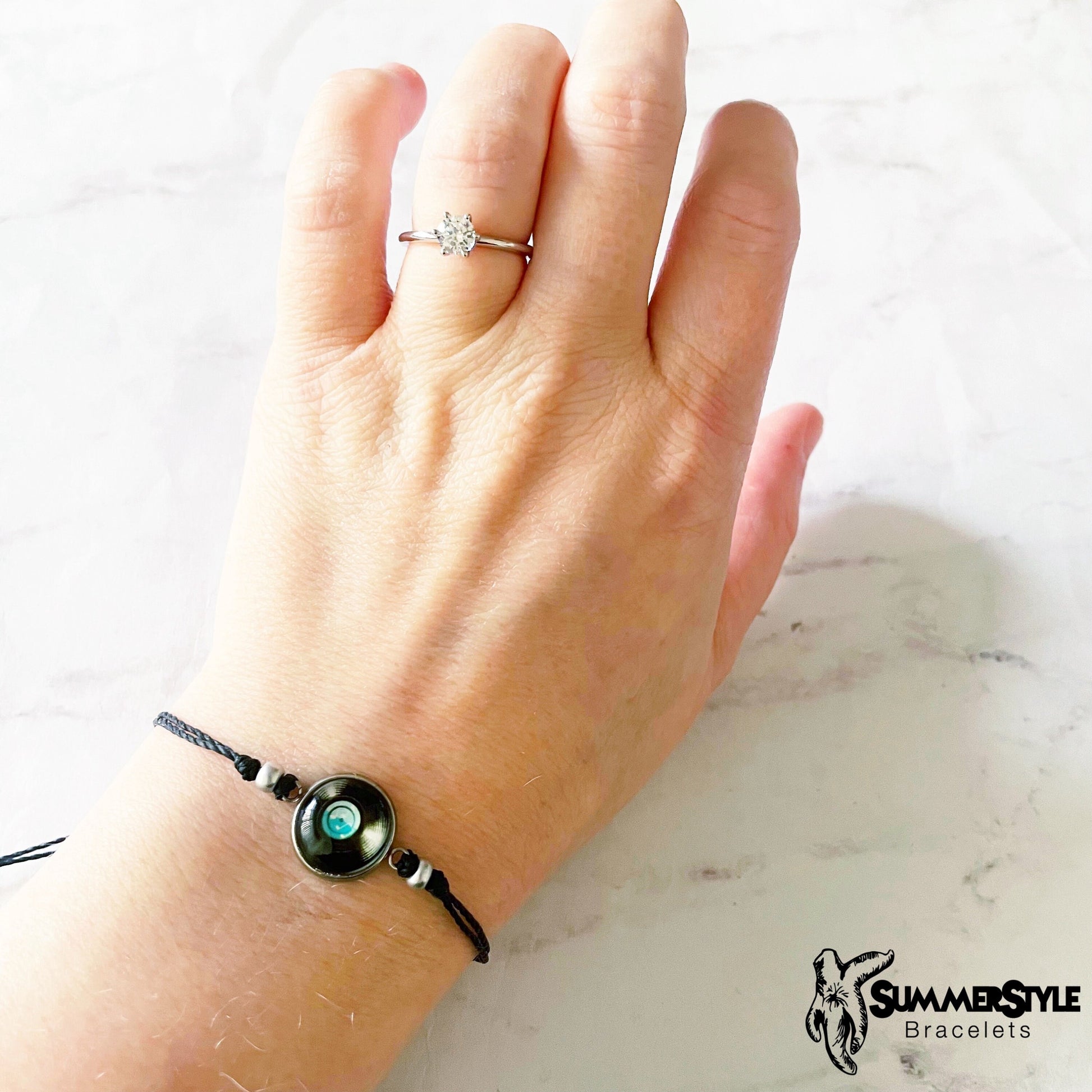 Vinyl Record Adjustable Waterproof Bracelet, Music Bracelet, Cabochon Jewelry, Wax Cord Bracelet, SummerStyle Bracelets