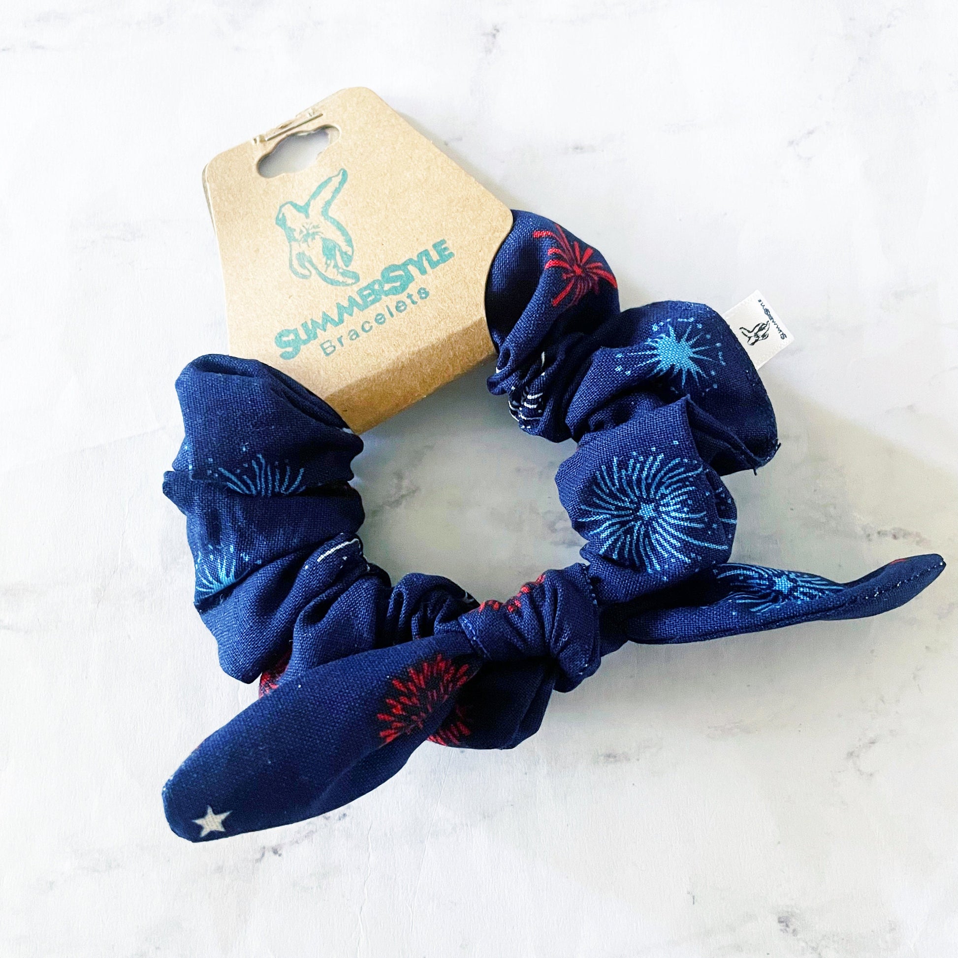 Americana Fireworks Bow Scrunchie, July 4th Accessories, Hair Accessories, Bow Hair Tie, SummerStyle Bracelets