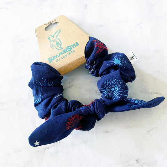 Americana Fireworks Bow Scrunchie, July 4th Accessories, Hair Accessories, Bow Hair Tie, SummerStyle Bracelets
