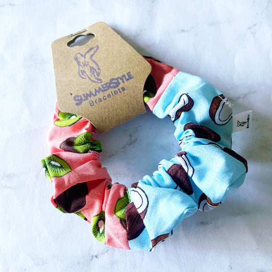 Fruity Duo Scrunchie, Hair Accessories, Kiwi & Coconut, SummerStyle Bracelets