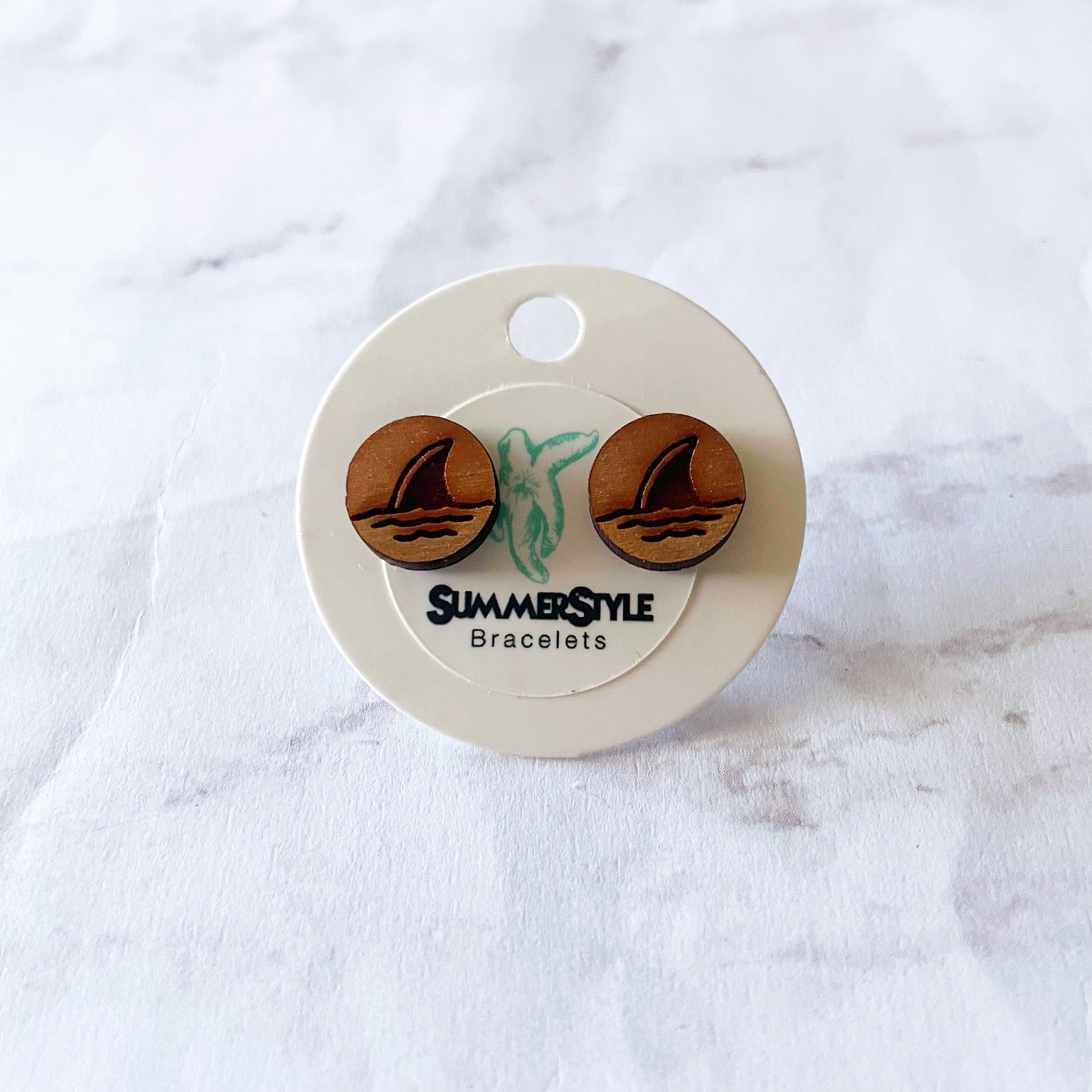 Shark Fin Wooden Stud Earrings, Stud Earrings, Shark Jewelry, Summer Studs, SummerStyle Bracelets
