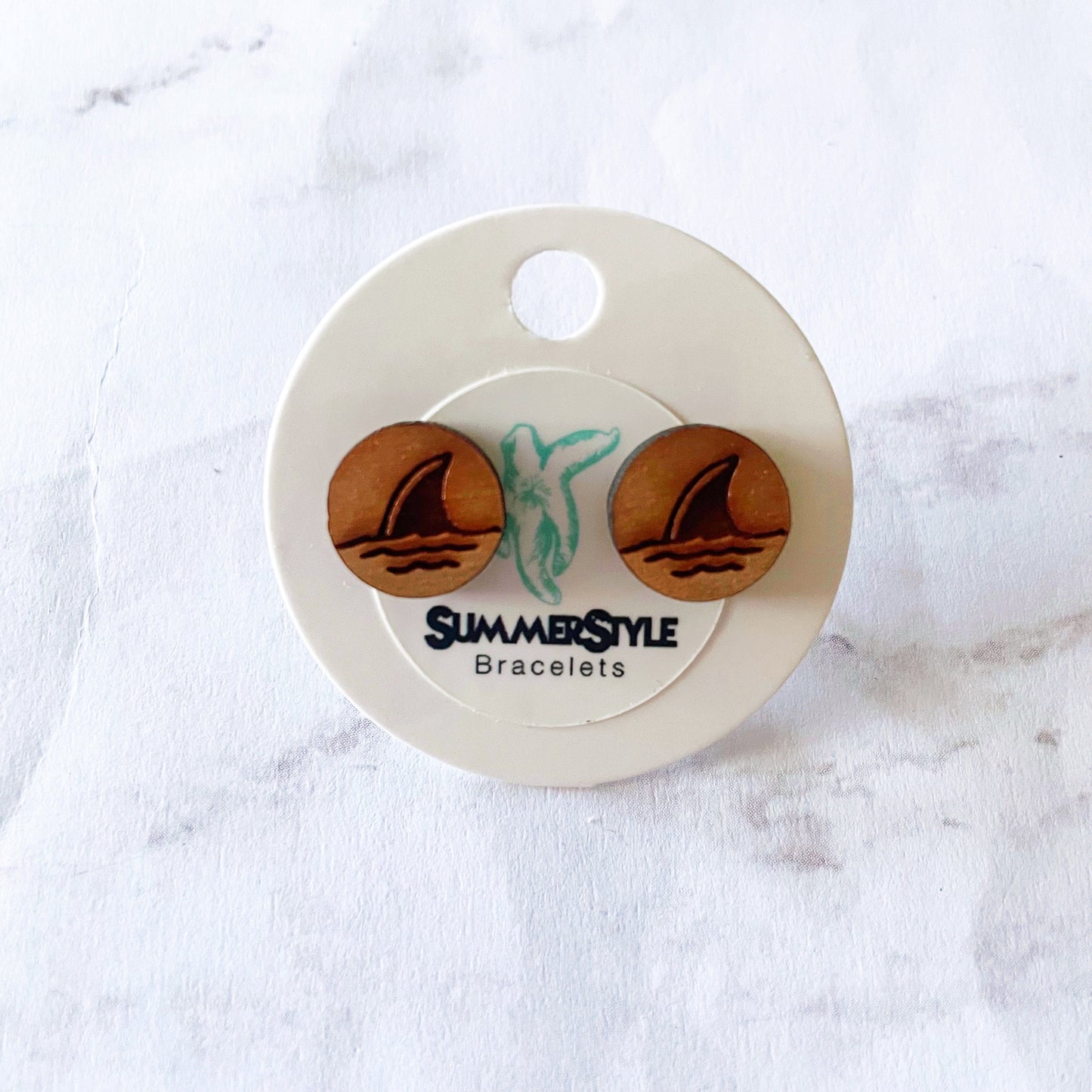 Shark Fin Wooden Stud Earrings, Stud Earrings, Shark Jewelry, Summer Studs, SummerStyle Bracelets