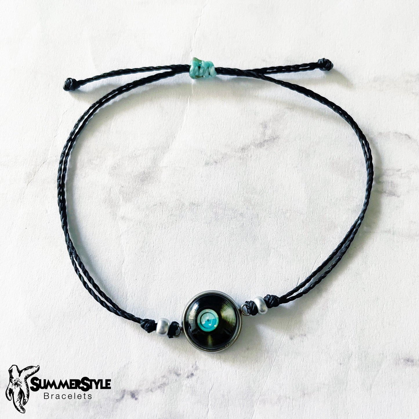 Vinyl Record Adjustable Waterproof Bracelet, Music Bracelet, Cabochon Jewelry, Wax Cord Bracelet, SummerStyle Bracelets