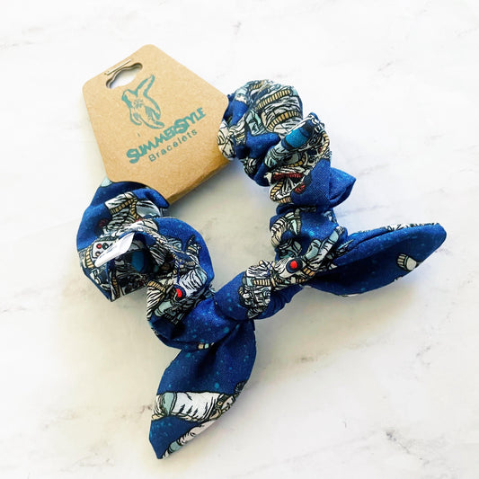 Astronaut Bow Scrunchie, Scrunched Bow Hair Tie, Hair Accessories, Moon & Stars Gift, SummerStyle Bracelets