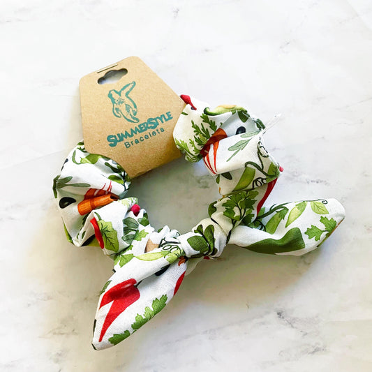 Very Veggie Bow Scrunchie, Hair Accessory, Soft Scrunchie, SummerStyle Bracelets