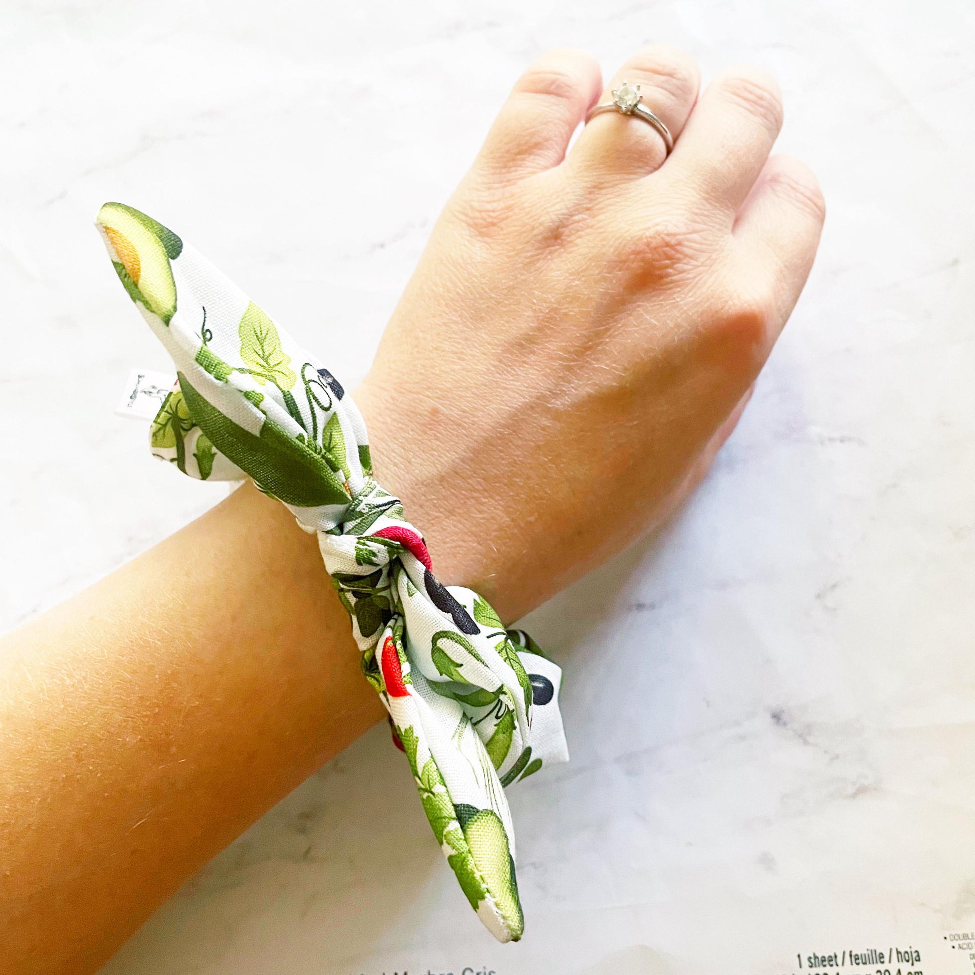Very Veggie Bow Scrunchie, Hair Accessory, Soft Scrunchie, SummerStyle Bracelets