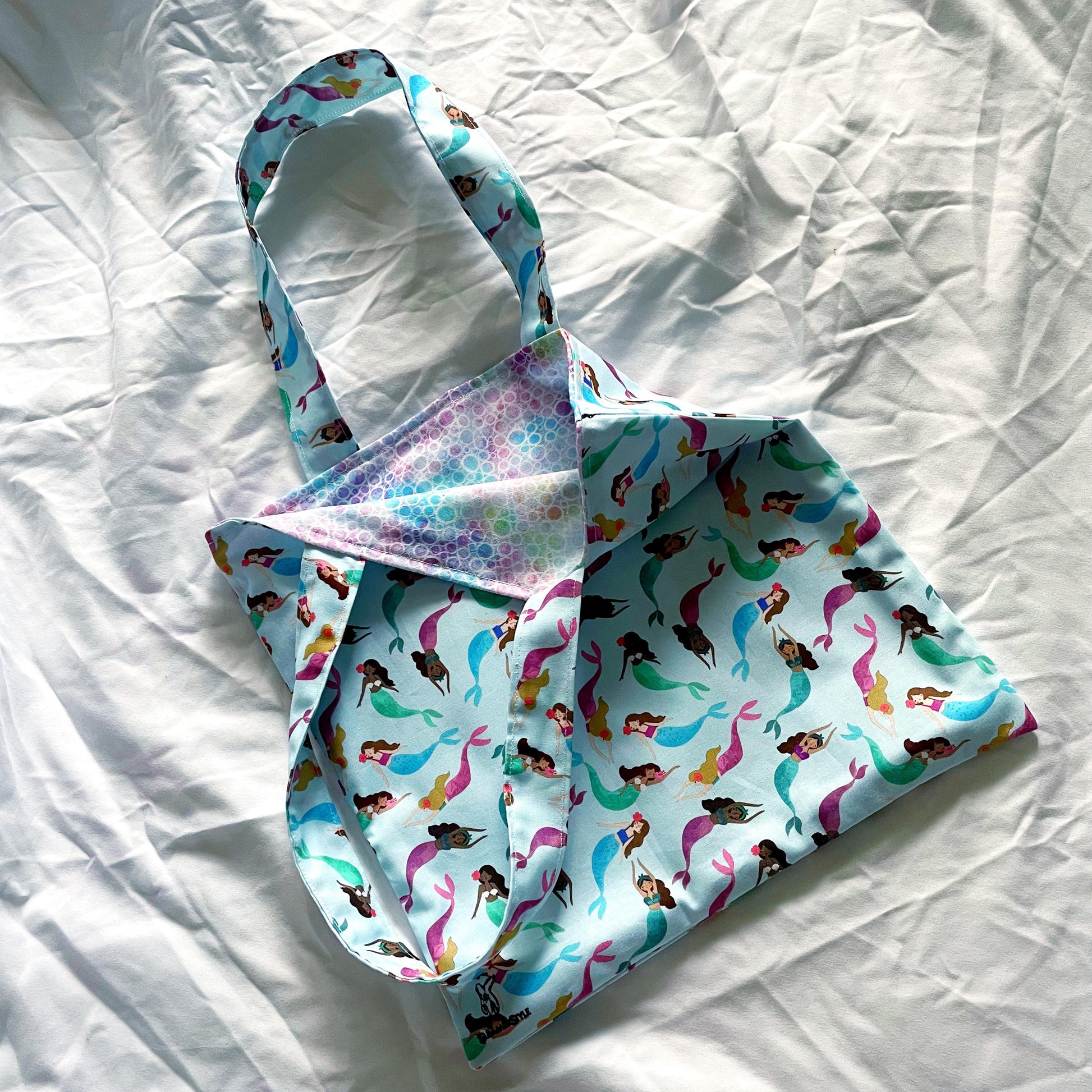 Mermaid Bubbles Reversible Bookish Tote Bag, Reversible Tote, Tablet Bag, Book Tote, SummerStyle Bracelets