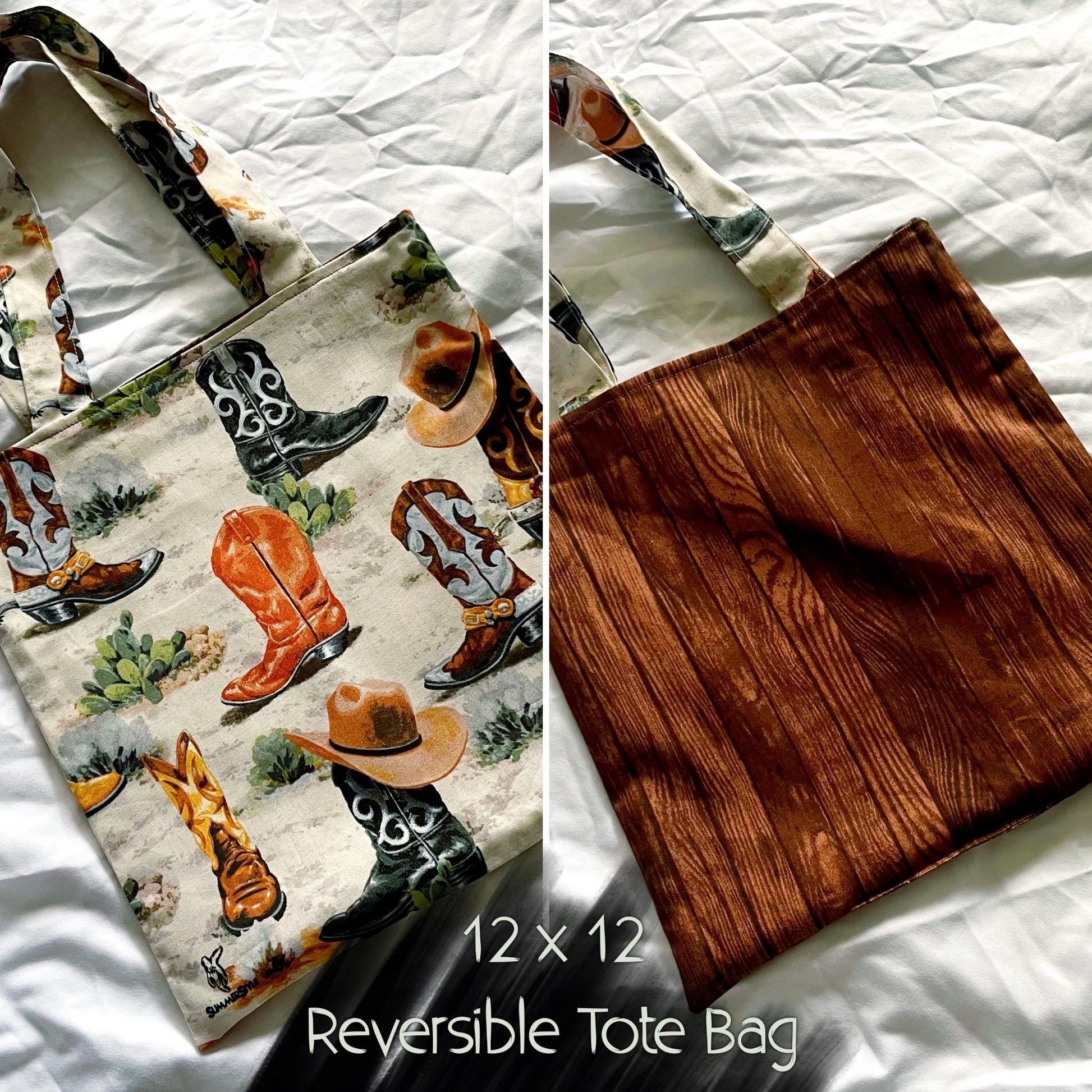 Country Cowboy Boots Reversible Bookish Tote Bag, Reversible Tote, Tablet Bag, Book Tote, SummerStyle Bracelets