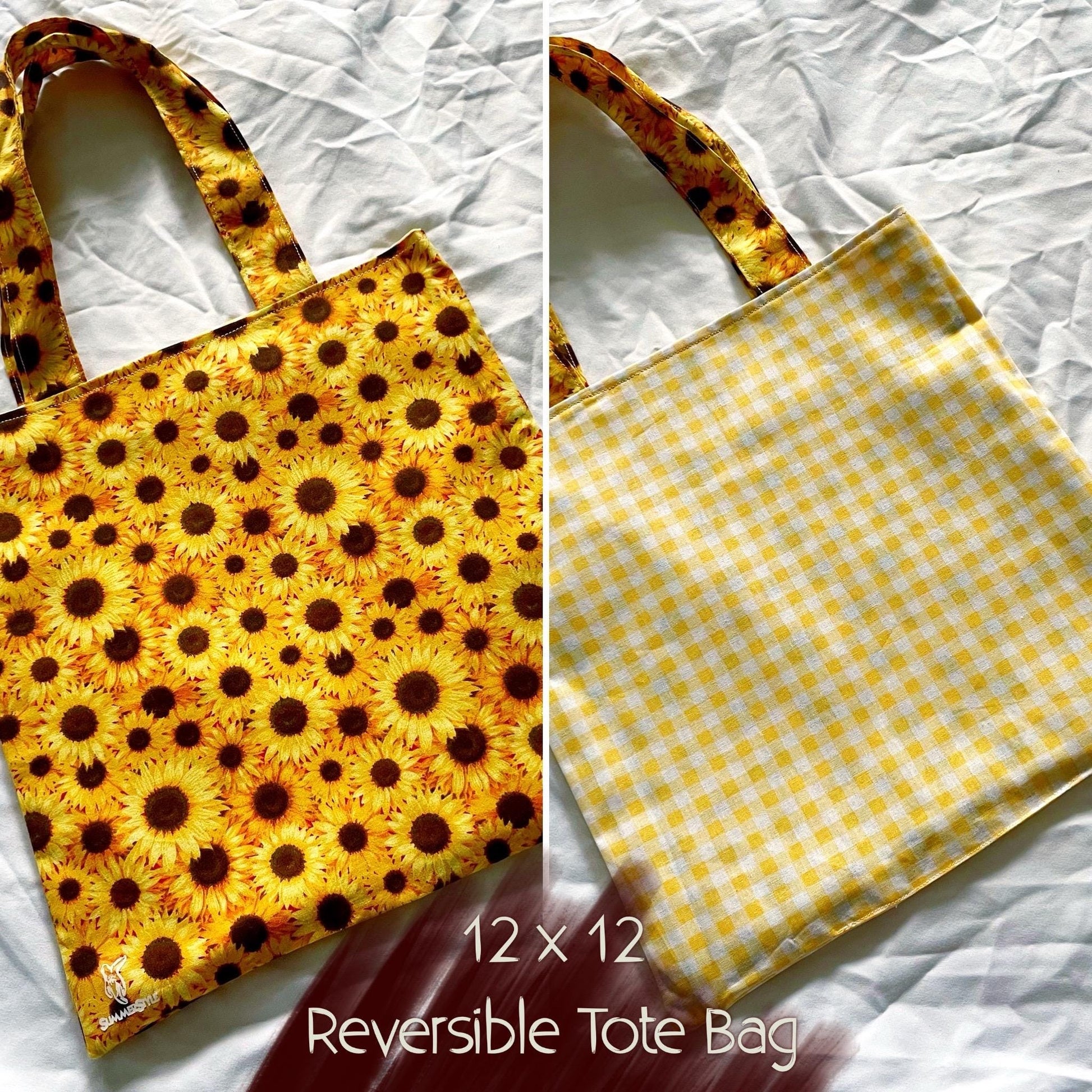 Sunny Sunflower Reversible Bookish Tote Bag, Reversible Tote, Tablet Bag, Book Tote, SummerStyle Bracelets