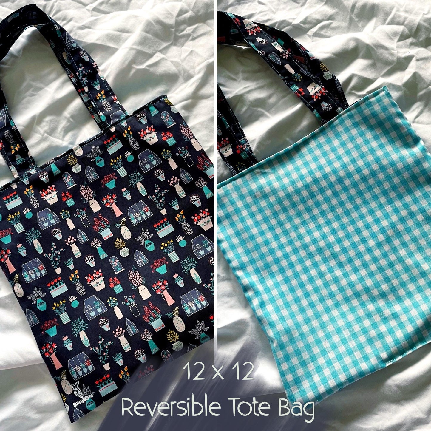 Happy House Plants Reversible Bookish Tote Bag, Reversible Tote, Tablet Bag, Book Tote, SummerStyle Bracelets