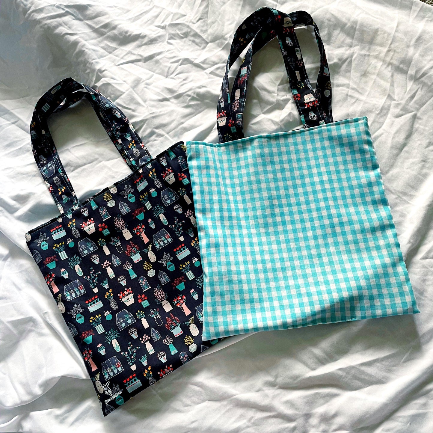 Happy House Plants Reversible Bookish Tote Bag, Reversible Tote, Tablet Bag, Book Tote, SummerStyle Bracelets