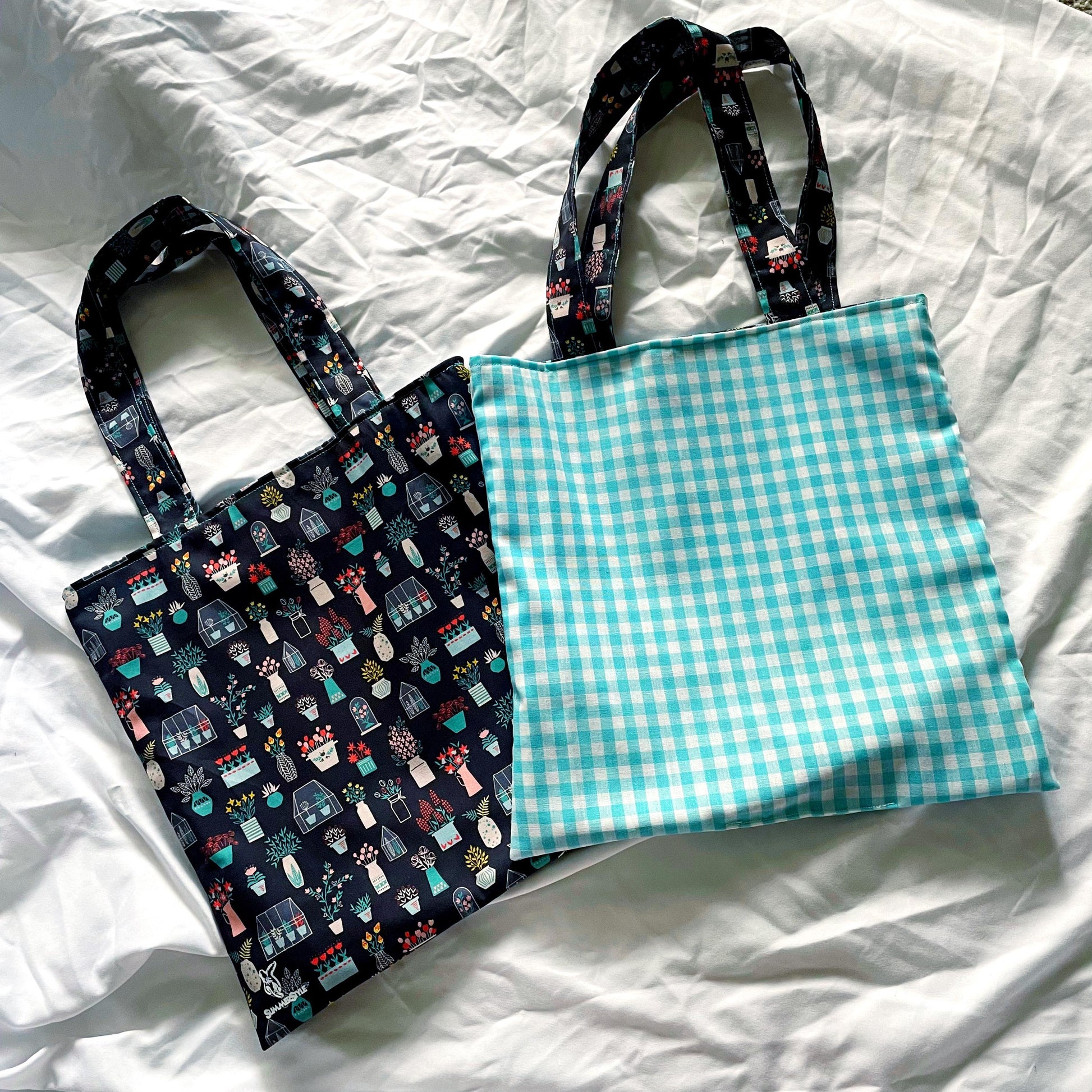 Happy House Plants Reversible Bookish Tote Bag, Reversible Tote, Tablet Bag, Book Tote, SummerStyle Bracelets