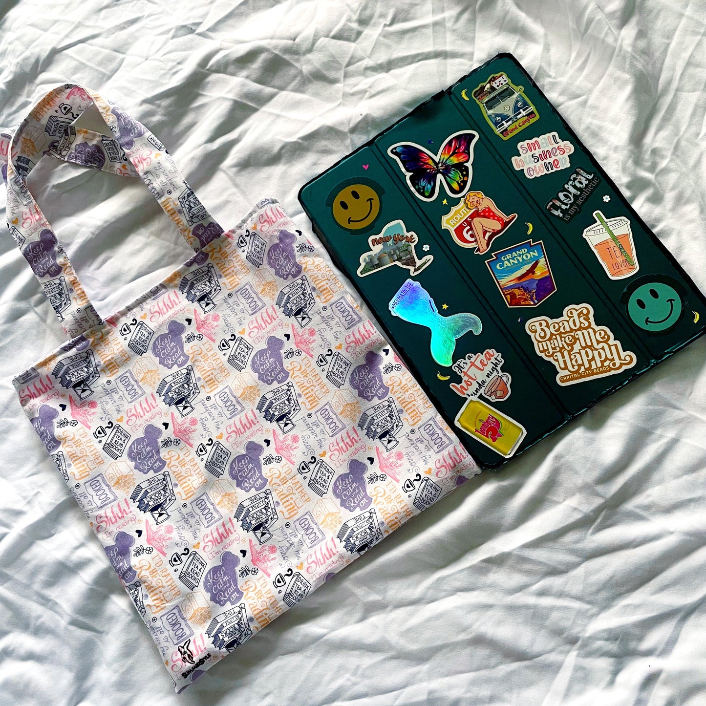 Book Girly Reversible Bookish Tote Bag, Reversible Tote, Tablet Bag, Book Tote, SummerStyle Bracelets