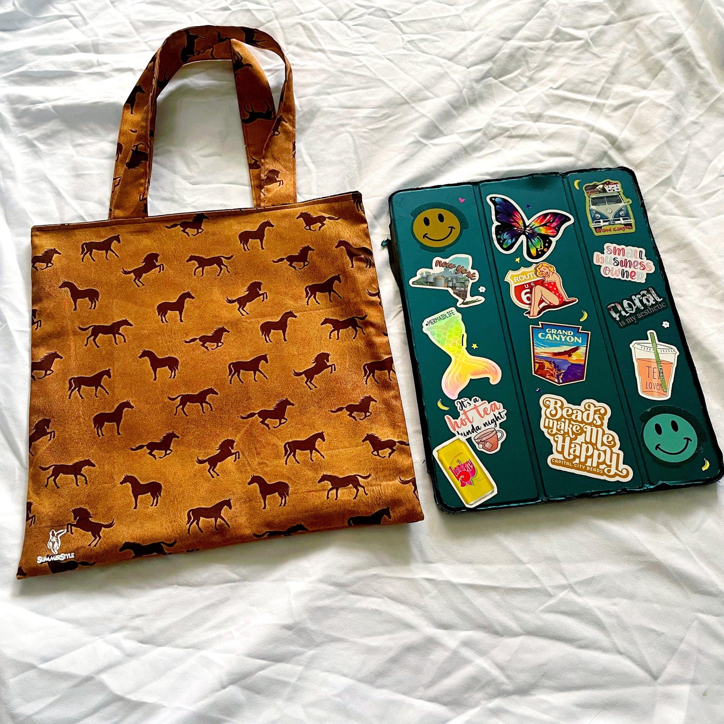 Hold Your Horses Reversible Bookish Tote Bag, Reversible Tote, Tablet Bag, Book Tote, SummerStyle Bracelets