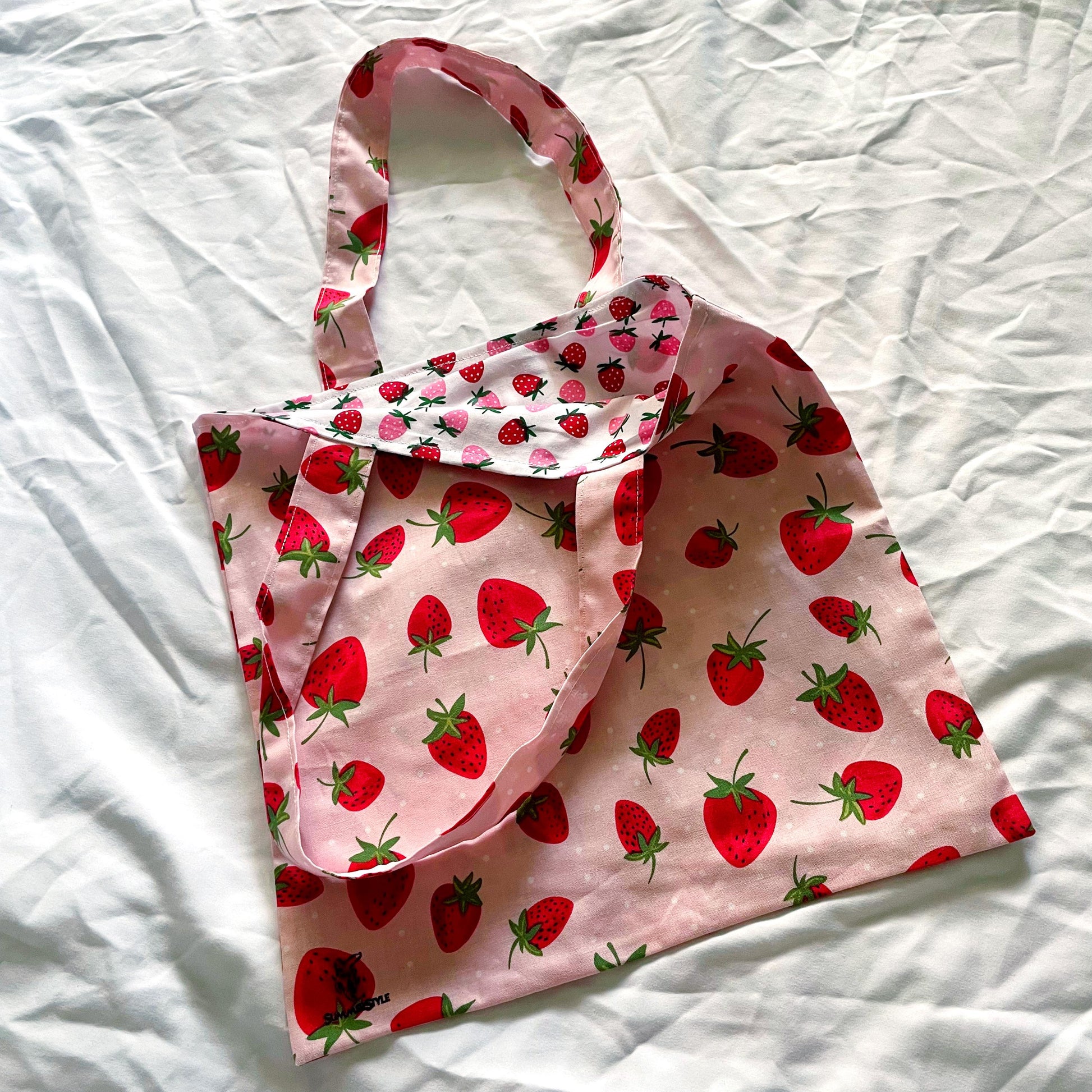 Double Strawberry Reversible Bookish Tote Bag, Reversible Tote, Tablet Bag, Book Tote, SummerStyle Bracelets