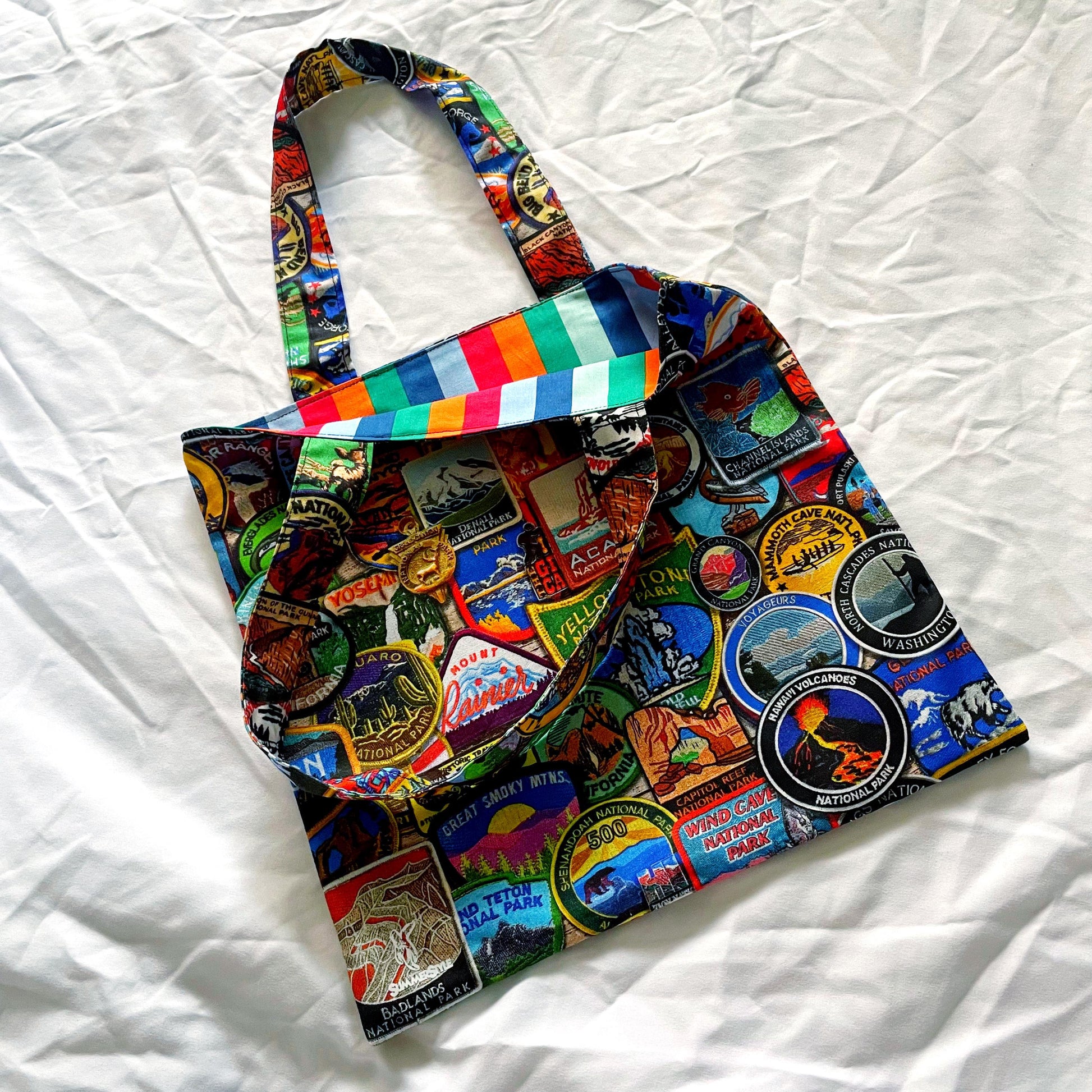 Park Patches Reversible Bookish Tote Bag, Reversible Tote, Tablet Bag, Book Tote, SummerStyle Bracelets