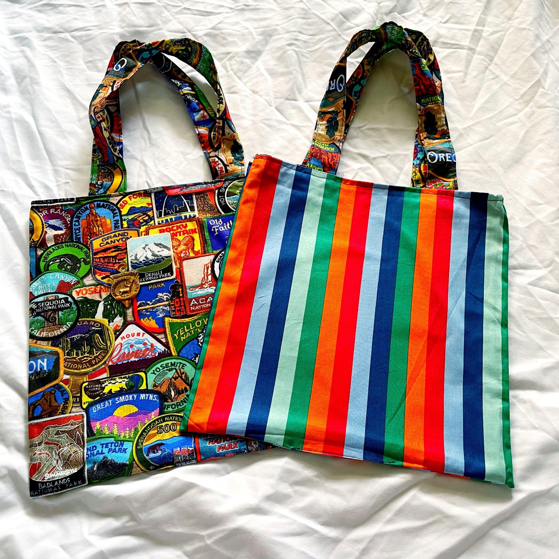 Park Patches Reversible Bookish Tote Bag, Reversible Tote, Tablet Bag, Book Tote, SummerStyle Bracelets