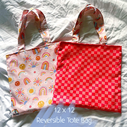 Sunshine, Rainbows, & Smiles Reversible Bookish Tote Bag, Reversible Tote, Tablet Bag, Book Tote, SummerStyle Bracelets