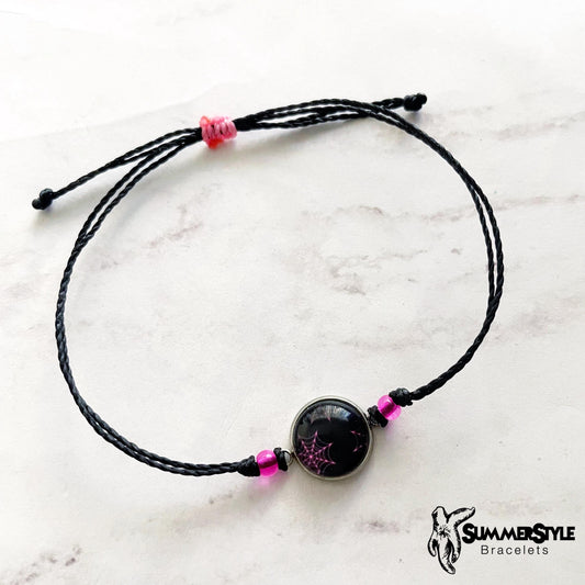 HALLOWEEN Pink Spiderweb Adjustable Waterproof Bracelet, Spooky Season Bracelet, Halloween Bracelet, SummerStyle Bracelets
