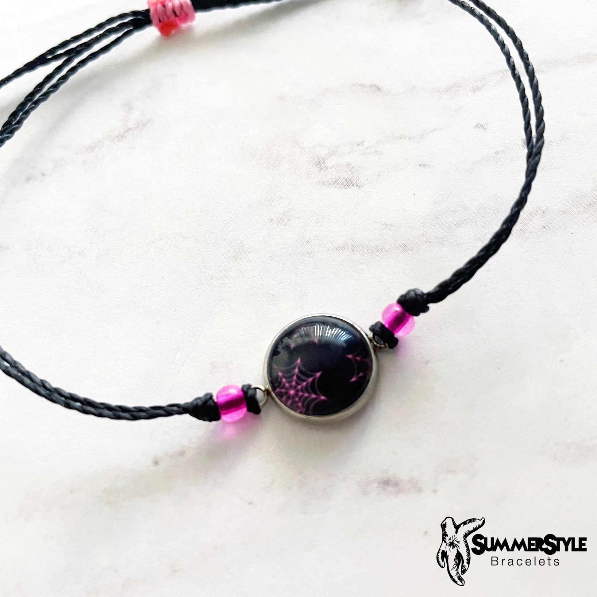HALLOWEEN Pink Spiderweb Adjustable Waterproof Bracelet, Spooky Season Bracelet, Halloween Bracelet, SummerStyle Bracelets